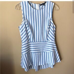Lipslide Peplum Top Blue White